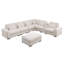 Canapé modulaire en L de 146 po avec repose-pieds mobile et 6 coussins décoratifs en L de 146 po, canapé rembourré en chenille 7 places avec porte-gobelet 2, port USB et boîte de rangement cachée, combinaison de bricolage, pour le salon-109114924