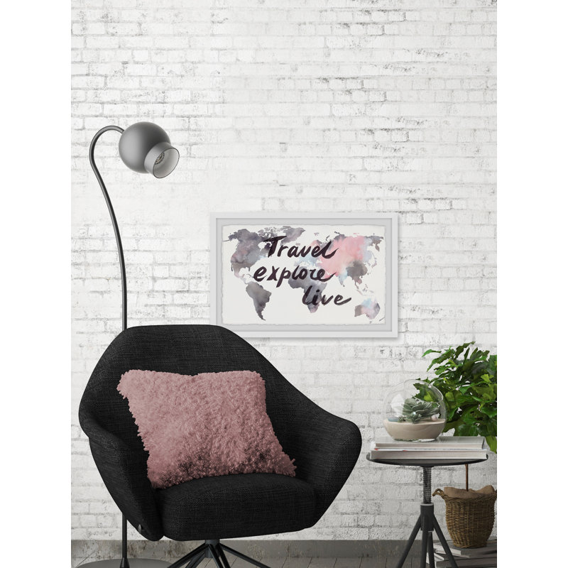 « travel explore live iii », reproduction d’impression encadrée, H 16 po x l 24 po x P 1,5 po
