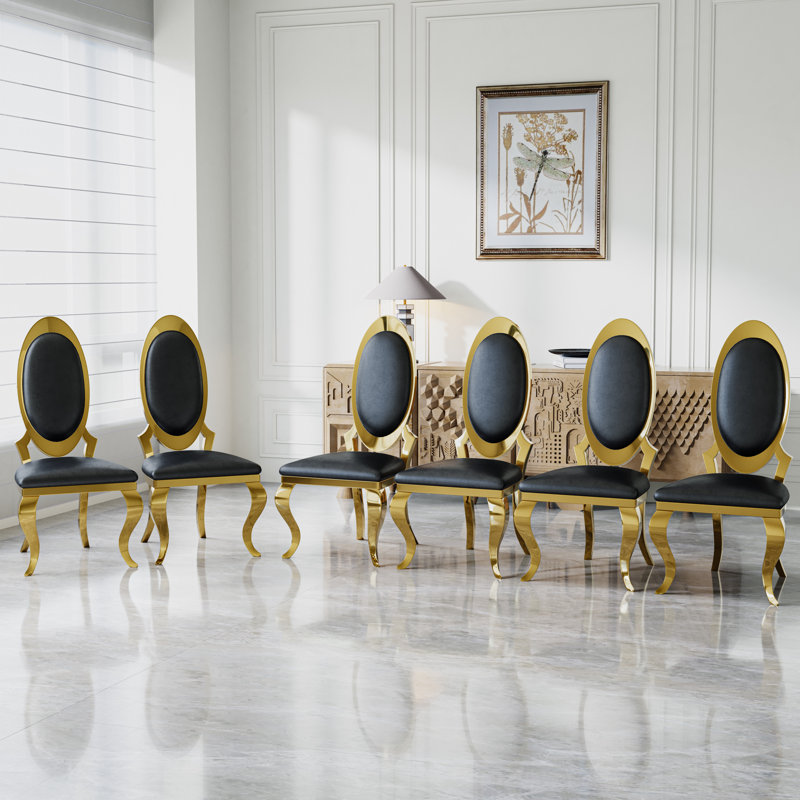 Chaise de salle à manger Modern, 6, Noir, Doré