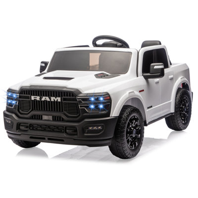 Puissante voiture électrique 24 V pour enfants - Camion 2 places sous licence Ram 2500 avec télécommande, sans fil, lit spacieux, 3 vitesses, lumières DEL, suspension pour garçons et filles