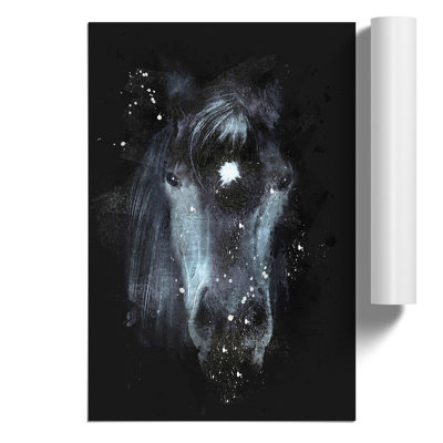 Black Horse in the Shadows Paint Splash - Frameless Print
