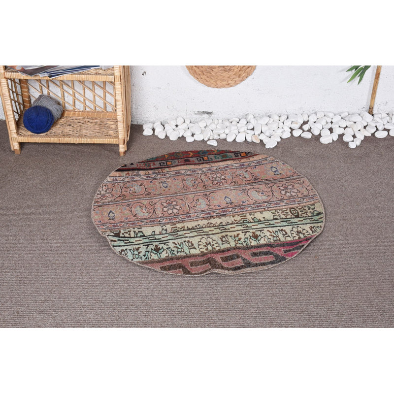 Tapis turcs, tapis marocain, tapis vert Oushak, petit tapis de 3,1 pi x 3,1 pi, tapis de sol, tapis rétro