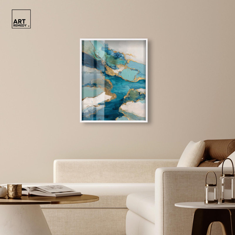 Décoration murale Godeed River Delta I Shadowbox Print par Art Remedy, cadre blanc, 30 x 36, H 37 po x l 31 po, Cadre blanc