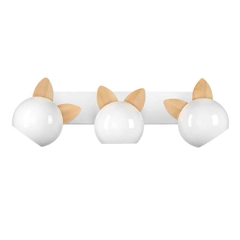 Applique murale Topsy à 3 lumières, Oreilles de chat, Blanc nuage