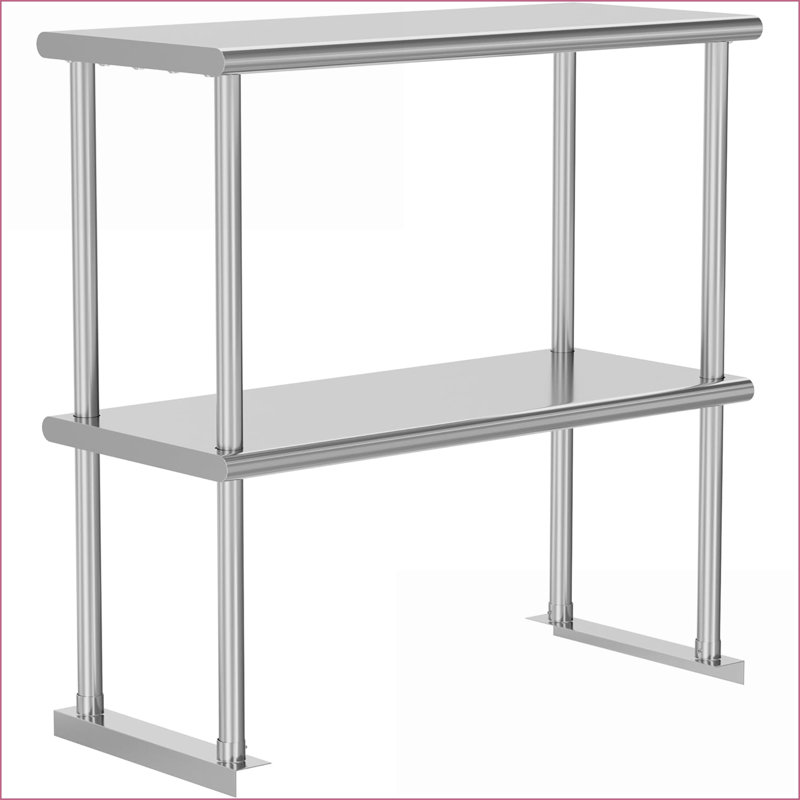 Table basse à deux tablettes en acier inoxydable pour le salon, peu encombrante Facile à nettoyer, capacité de 330 lb
