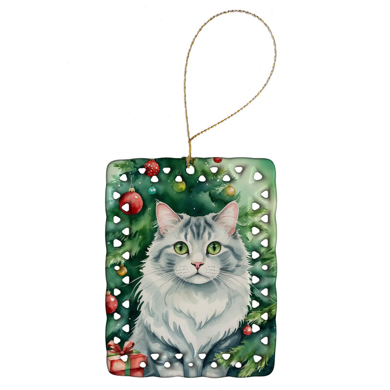 Ornement en porcelaine American Curl, Chat American Curl