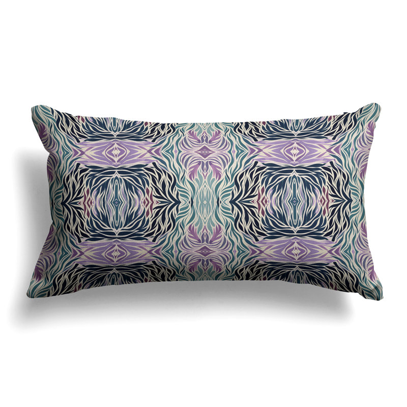 Coussin Leafy, Bleu / Vert / Rose