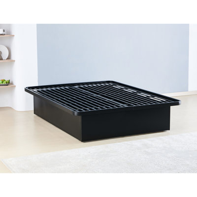 Grand lit noir en métal noir, hauteur 16 po, cadre stable pour lit de lit plateforme luxueux de 16 po de hauteur, et fonctionnel