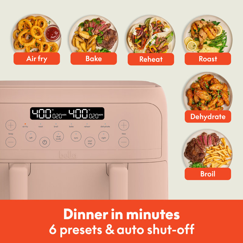 Bella 4.0 QT Trizone Air Fryer, Blossom