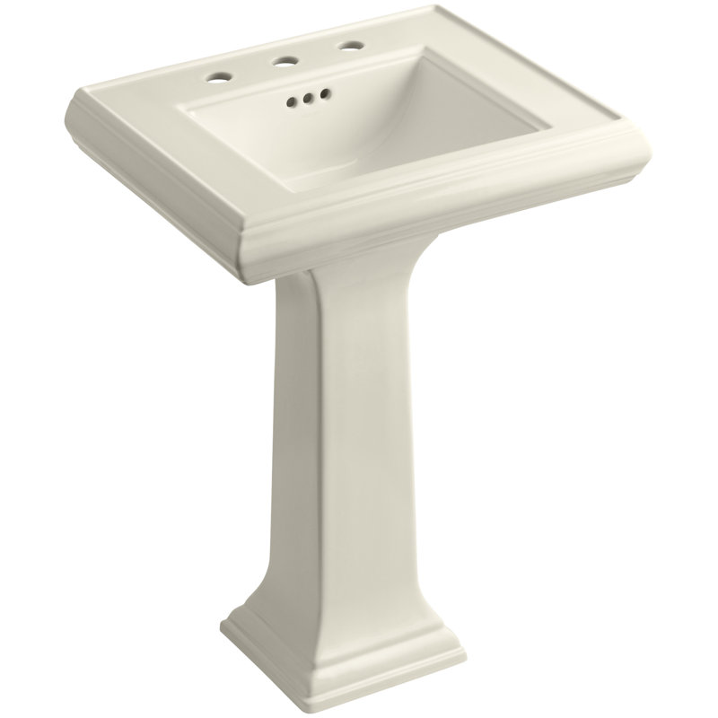 Memoirs 26.375" Tall Rectangular Pedestal Bathroom Sink with Overflow, Almond, Single Hole