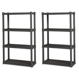 Sterilite 4 Shelf Durable Solid Grey Surface Shelving Unit, 2 Pack | 01643V01