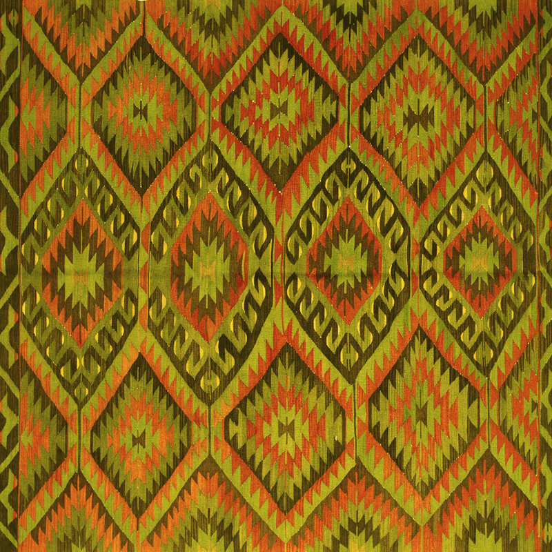 Tapis contemporain 844 jaune lavable à la machine, Carré de 6 pi