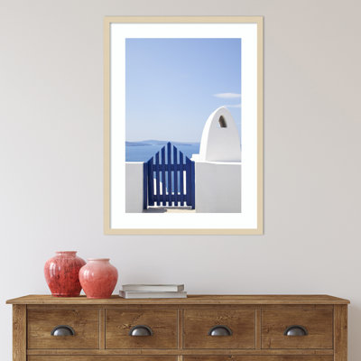 Oia Blue Fence par Golie - Photographie de cadre photo