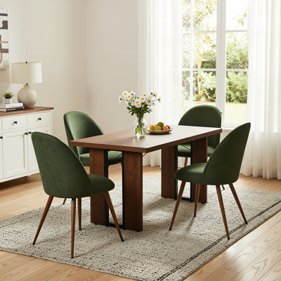 Ensemble de table de salle à manger 5 pièces Modern avec table d'apparence en bois 63 po et chaises rembourrées