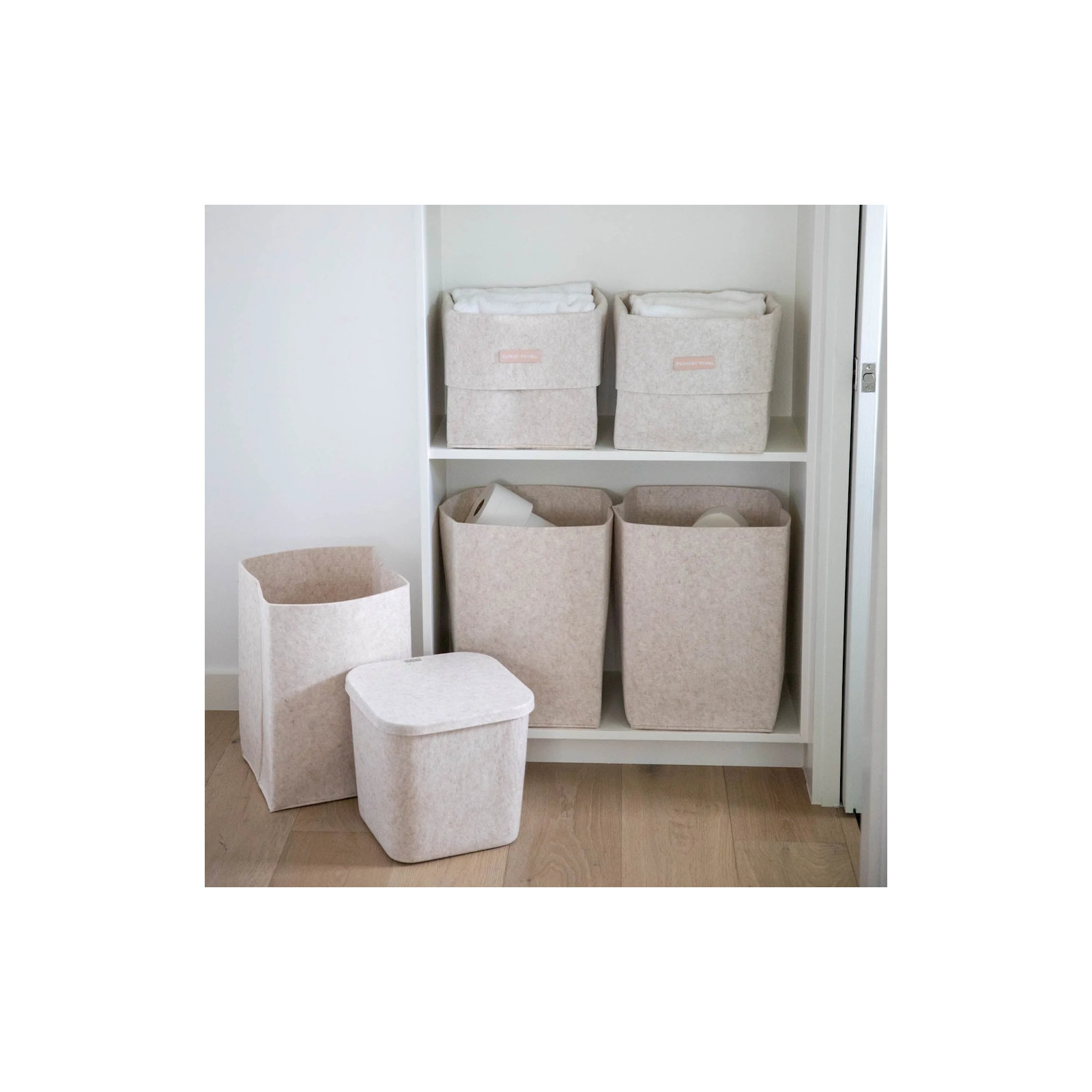 Felt Storage Bin, Beige