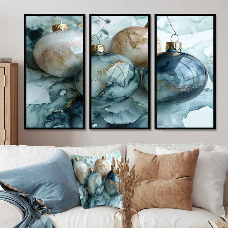 Ornement vert or scintillant I - ensemble de décoration murale de Noël, H 28 po x l 36 po x P 1 po