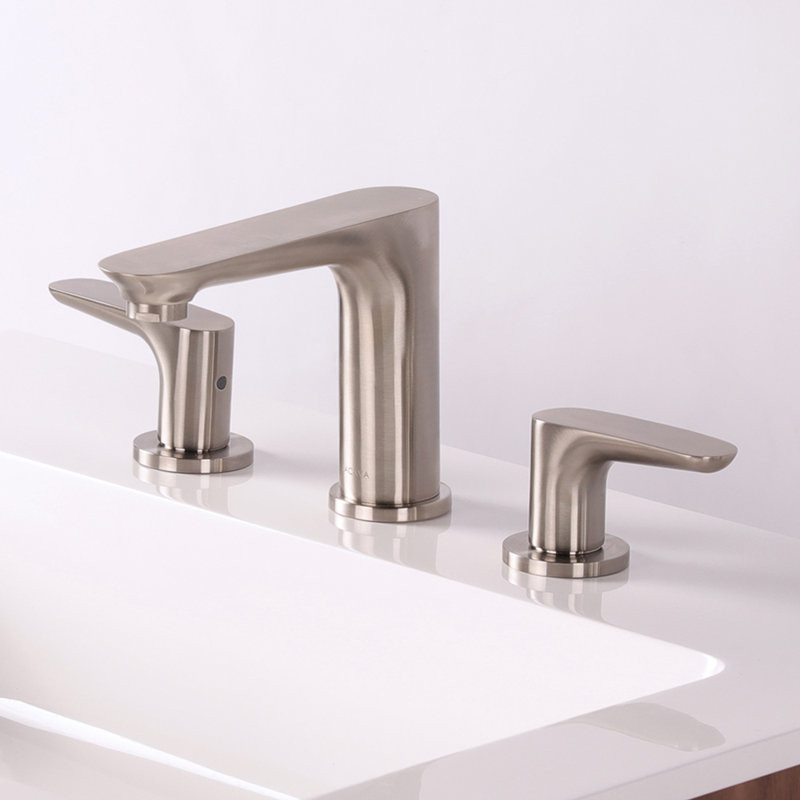 Flou Widespread Bathroom Faucet with Drain Assembly, Brushed Nickel