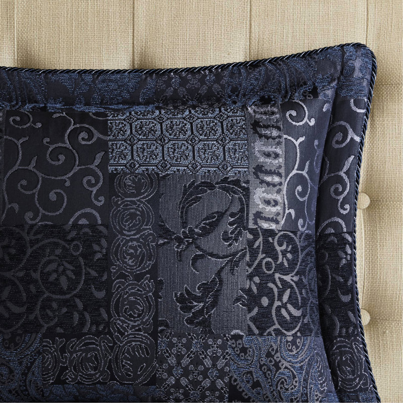 Édredon très grand bleu marine 4 pièces - Fermeté améliorée 2022, chenille avec des couches contrastantes dans des fermetures à glissière cachées, envers inversé uni, satiné antique, 100%