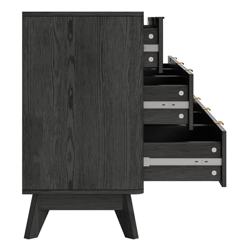 Commode 9 tiroirs Donati, commode en bois 63 po, Noir