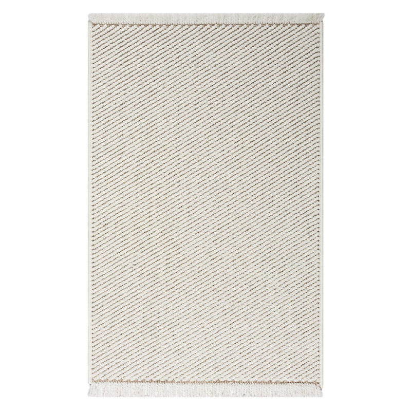 Tapis texturé à franges, Rectangulaire 2 pi x 3 pi, Cream