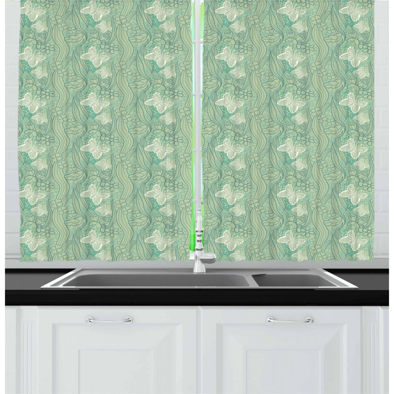 Floral Tailored Kitchen Curtain