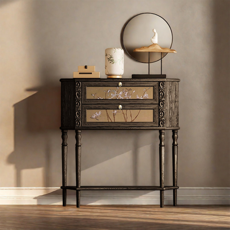 Two Drawer Solid Wood Storage Cabinet