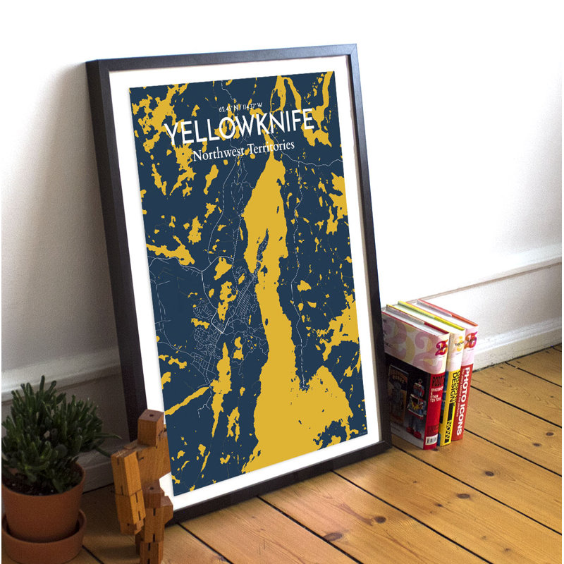 Yellowknife City Map - No Frame Print, 43.2cm H x 27.9cm W x 0.13cm D