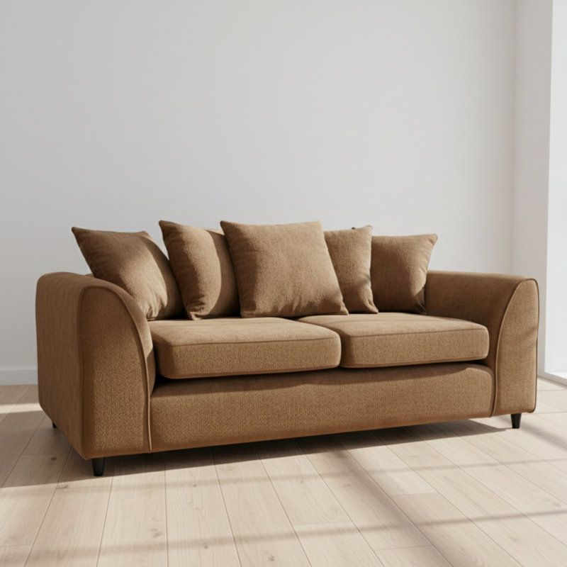3 Seater Chenille Sofa, Brown