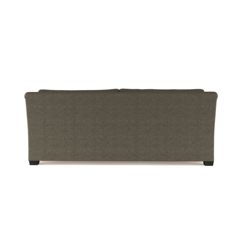 Thompson Rolled Slope-Arm Sofa, 32" H x 84" W x 41" D, Box Weave Linen Bluebell, Dark Brown