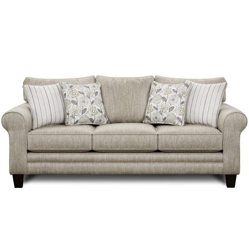 Canapé à accoudoirs arrondis avec coussins réversibles 88 po Aurora, Traverse, 100 % Polyester, Beige