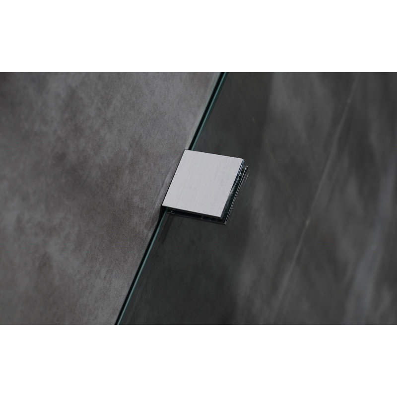 Moselle 60" W x 35" D x 77.5" H Frameless Rectangle Sliding Shower Enclosure with Base Included, Stainless Steel, Right