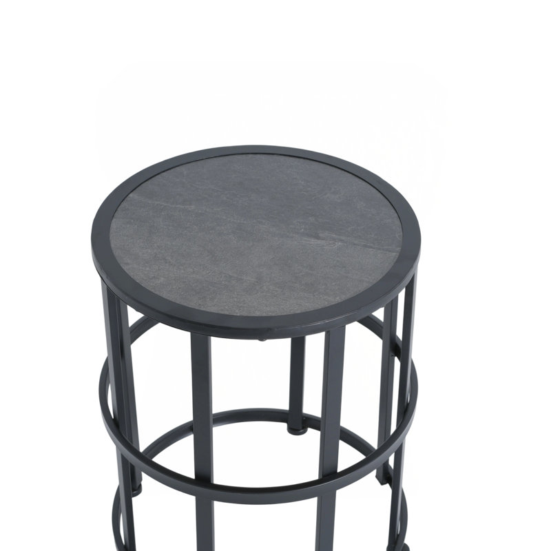 Modern Ceramic Tile Accent Table with Durable Iron Frame