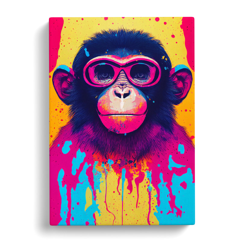 Paint Splash Monkey No.5 - Wrapped Canvas, 50cm H x 35cm W x 3cm D