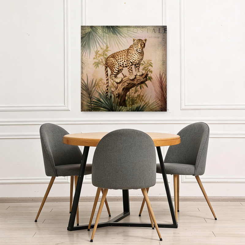 Affiche murale léopard tropical vintage, 36" H x 36" W