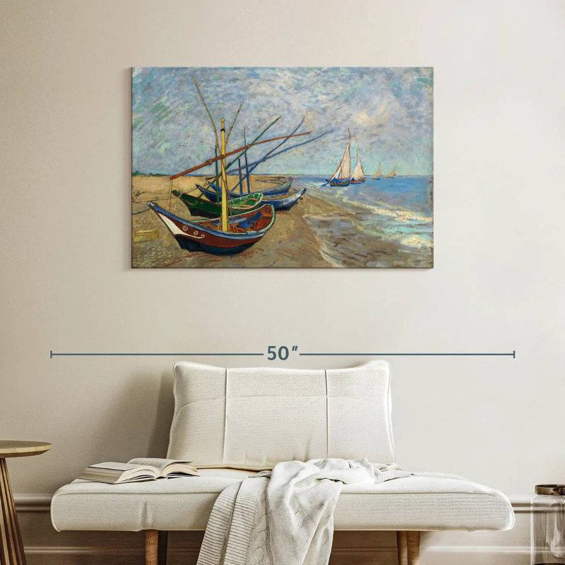 Mehar, bateaux de pêche sur la plage II, H 26 po x l 39 po
