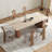 6 - Person Beige+Nut-brown Rectangular Solid Wood Sintered Stone Tabletop Dining Table Set