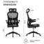 Grand et grand fauteuil de bureau avec roulettes silencieuses, soutien lombaire, coussin de peau pour le bureau personnel, filet ventilé ergonomique extensible noir, structure de dossier solide