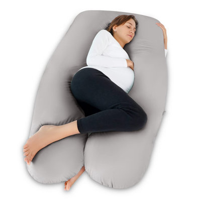  Queen Rose Pregnancy Pillows For Sleeping, Cooling U Shaped Body Pillow, Maternity Pillow For Pregnant Women With Silky Soft Cover, Pink