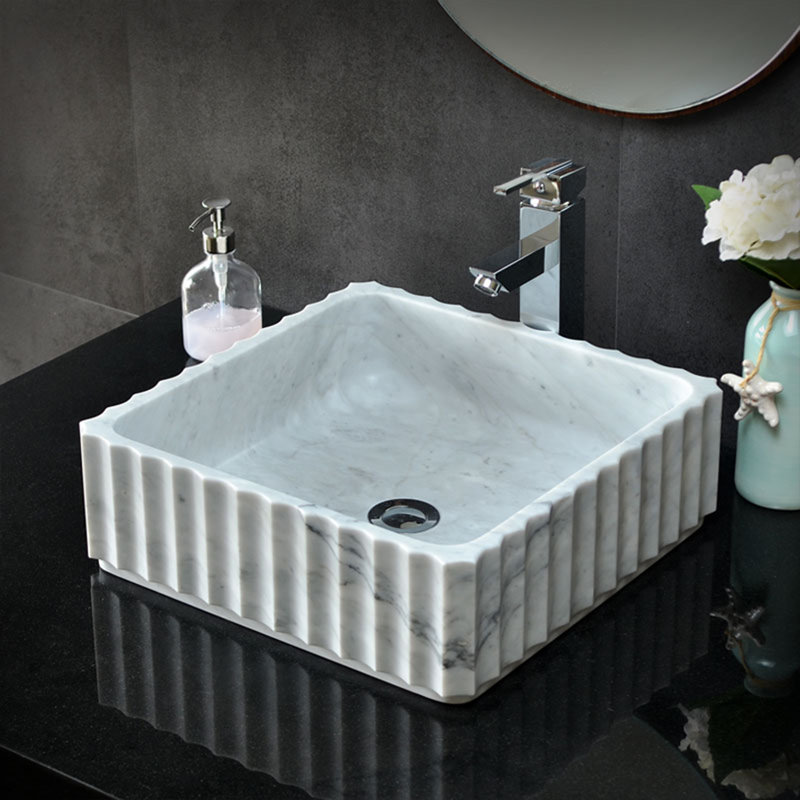 AA Warehousing 15.75'' White Stone Square Bathroom Sink