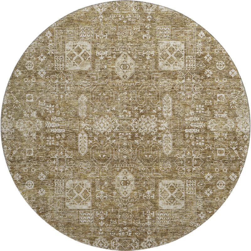 Premium Machine Washable Cerrito Brown Rug, Round 8'