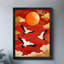 «Black Cranes Vintage Cranes» déploient leurs ailes et volent - longévité et bon augure, reproduction d'art encadrée de style rétro-1298340067