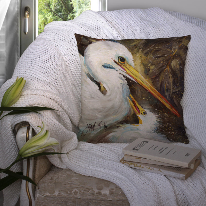 Coussin décoratif intérieur/extérieur pour bébé d’alimentation White Egret, H 18 po x l 18 po x P 5,5 po
