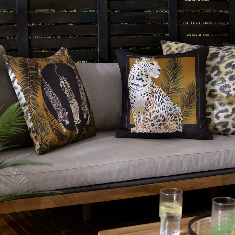 Leopardis Leopard Indoor / Outdoor Animal Print Square Cushion, Pillow Cover Only - No Insert
