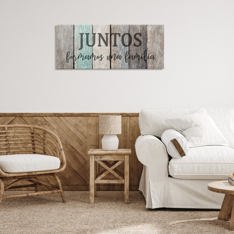 Art mural sur toile Juntos Formamos una Familia par Kim Allen, H 17 po x l 40 po