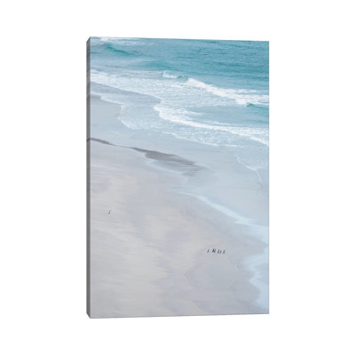 Magellanic Penguin Group on Empty Beach, Falkland Islands. 1 Piece Wrapped Canvas Wall Art