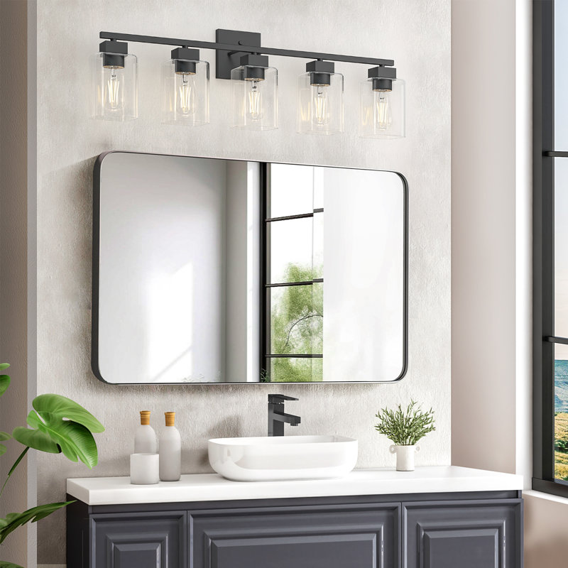 Éclairage pour coiffeuse Hartshorn, Noir mat, 5 lumières