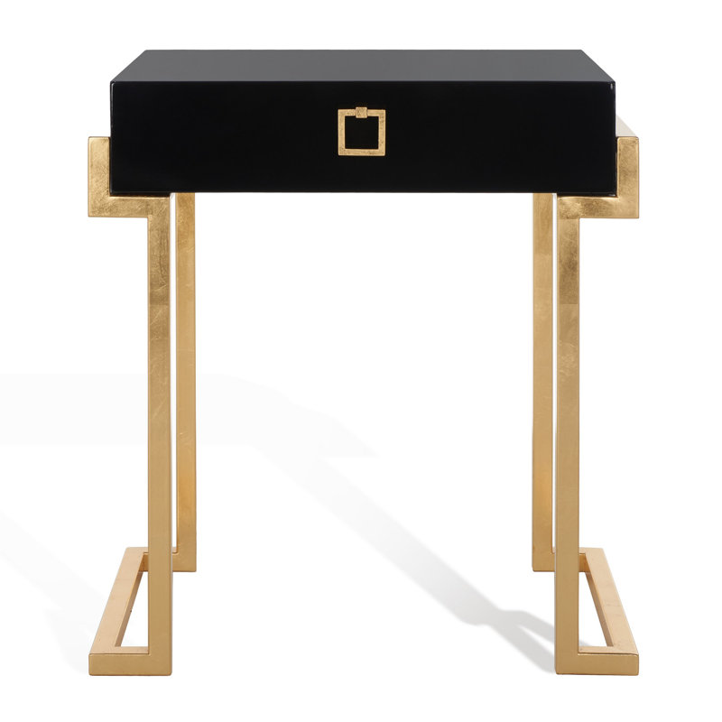 Abele End Table with Storage, Black Lacquer
