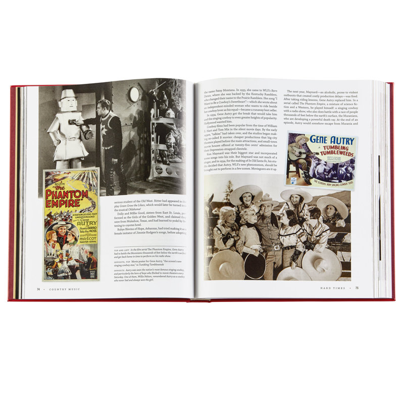 Graphic Image Country Music by Dayton Duncan and Ken Burns Coffee Table Book, Leather, Red