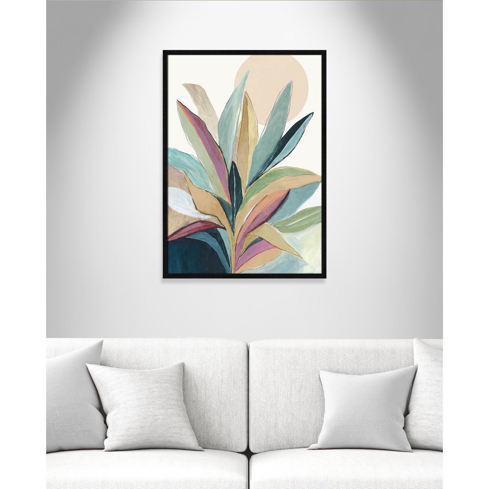 Sunny Bright Leaves I by Asia Jensen, Black Slim Unmatted Picture Framed, 35.5" H x 25.5" W x 0.75" D