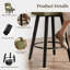 Tabouret de comptoir pivotant revêtu de lin Nora avec structure et repose-pieds en bois massif noir-228532473-228768742